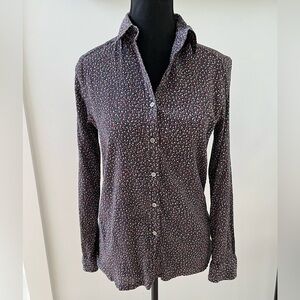 PORTS INTERNATIONAL Vintage Button Front Long Sleeve Shirt Crinkle Cotton 80’s